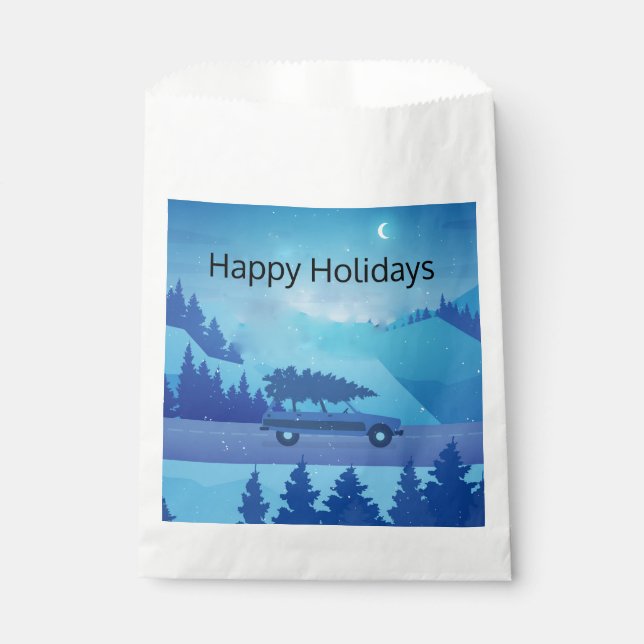 Bolsa De Papel Conducción por la carretera con un árbol de navida (Anverso)