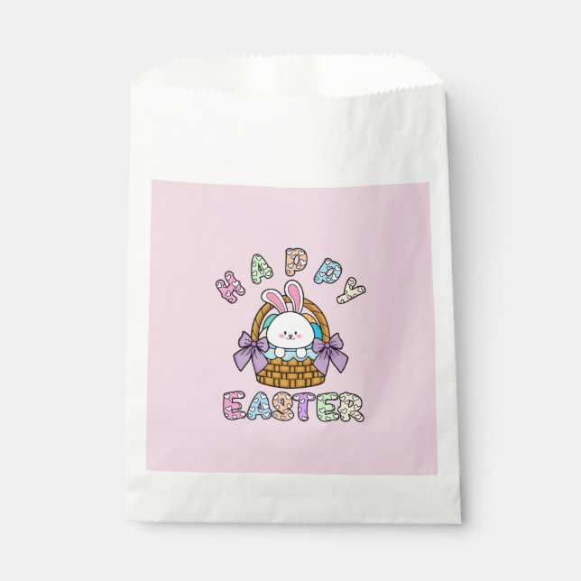 Bolsa De Papel Conejo de Pascua con cesta de huevos (Anverso)