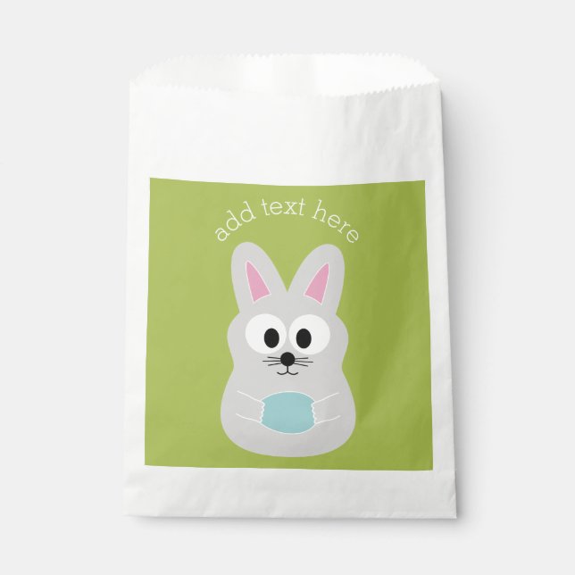 Bolsa De Papel Conejo de Pascua con Huevo y Nombre Personalizado (Anverso)