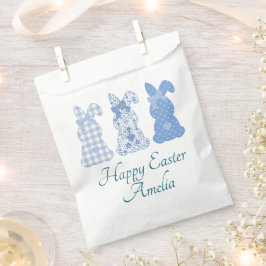 Bolsa De Papel Conejo de Pascua personalizado con lazo azul y bla