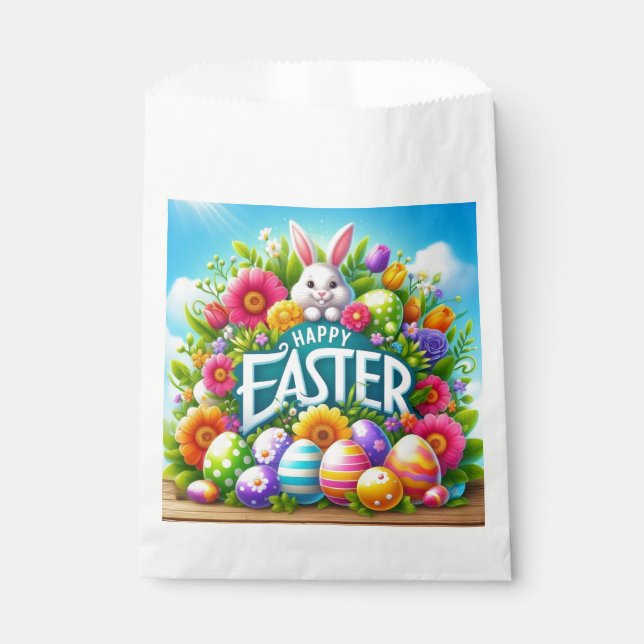 Bolsa De Papel Conejo de primavera/Semana Santa con huevo (Anverso)