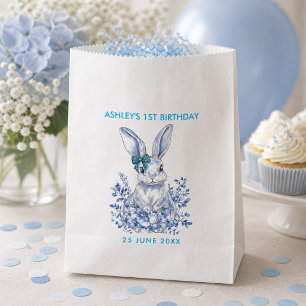 Bolsa De Papel Conejo Floral Azul Cumpleaños 1 para Niños
