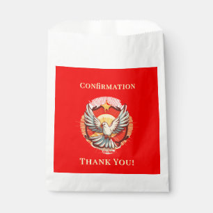 Bolsa De Papel Confirmación White Dove Red Flamed Gracias