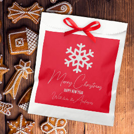 Bolsa De Papel Copo de Nieve Blanco en la Fiesta Roja de Navidad