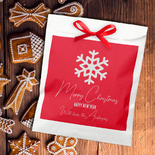 Bolsa De Papel Copo de Nieve Blanco en la Fiesta Roja de Navidad 