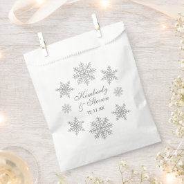 Bolsa De Papel Copo de nieve plateado de la boda de invierno