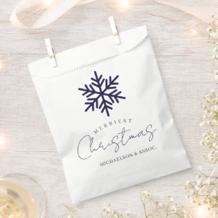 Bolsa De Papel Copos de Nieve Navidad Más Alegre Azul Marino
