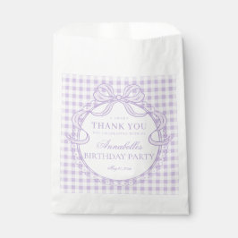 Bolsa De Papel Coqueta de encaje morado con lazo para postre de f