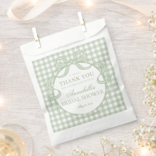 Bolsa De Papel Coqueta de Gingham Verde con Lazo Postre para Desp