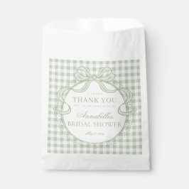 Bolsa De Papel Coqueta de Gingham Verde con Lazo Postre para Desp