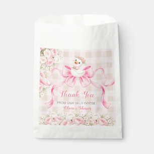 Bolsa De Papel Coqueta Fiesta de Bebé de Flores de Ganso a Cuadro