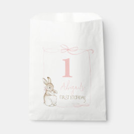 Bolsa De Papel Coqueta rosa Pedro el Conejo Primer Cumpleaños