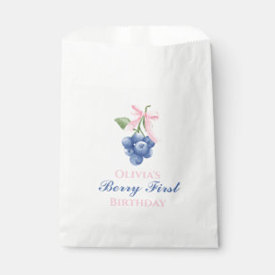 Bolsa De Papel Coquette Berry Primera Cumpleaños de arándano lazo