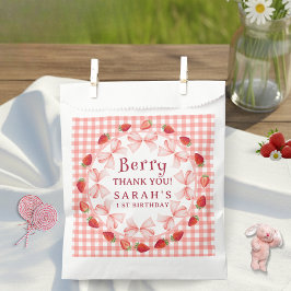 Bolsa De Papel Coquette Berry Primera Cumpleaños Rojo Gingham