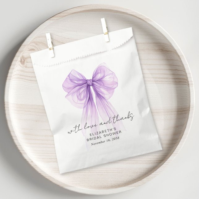Bolsa De Papel Coquette Purple Bow Bridal Shower Thank You (Coquette Purple Bow Bridal Shower Thank You Favor Bag)