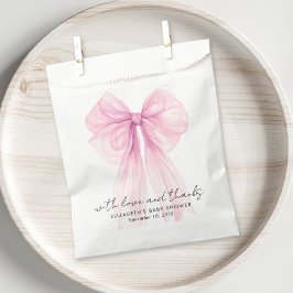 Bolsa De Papel Coquette Rosa Bow Baby Shower Gracias