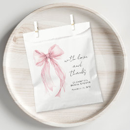 Bolsa De Papel Coquette Rosa Bow Bridal Shower Gracias