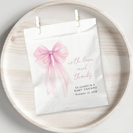 Bolsa De Papel Coquette rosa Bow Watercolour Baby Shower