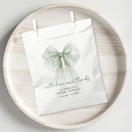 Bolsa De Papel Coquette Sage Green Bow Bridal Shower Thank You