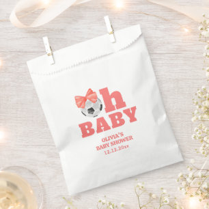 Bolsa De Papel Coral Melocotón Oh Baby Lazo Fútbol Deporte Baby S
