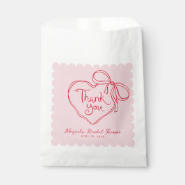 Bolsa De Papel Corazón arco dibujado a mano rosa rojo personaliza