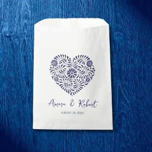 Bolsa De Papel Corazón azul de Talavera mexicana
