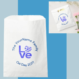 Bolsa De Papel Corazón de Grecia Bandera Azul AMOR Personalizado 