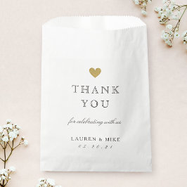 Bolsa De Papel Corazón de Oro Elegante Agradecimiento de Boda