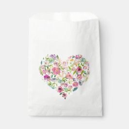 Bolsa De Papel Corazón Floral Acuarela Amor Rosa Especial Diverti