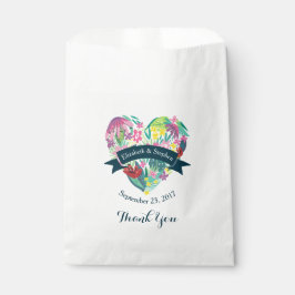 Bolsa De Papel Corazón floral dulce con Boda de flores tropicales