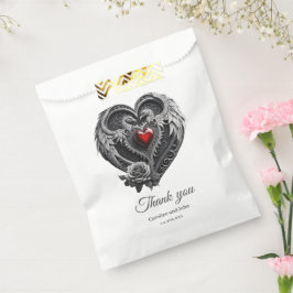 Bolsa De Papel Corazón plateado con alas
