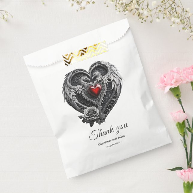 Bolsa De Papel Corazón plateado con alas (Sellado)