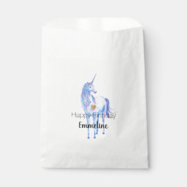Bolsa De Papel Corazón Purpurina dorado morado unicornio personal