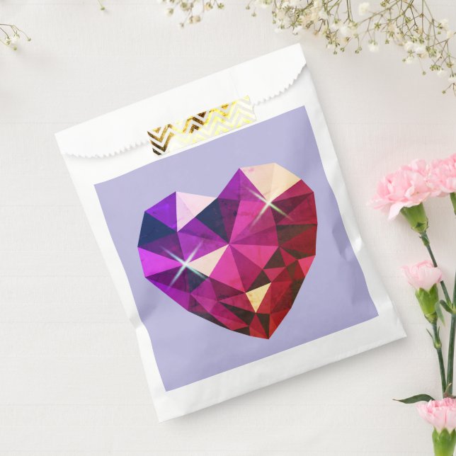 Bolsa De Papel Corazón rojo y gema púrpura (Sellado)