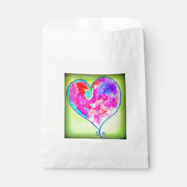 Bolsa De Papel corazón rosa agitado (Anverso)