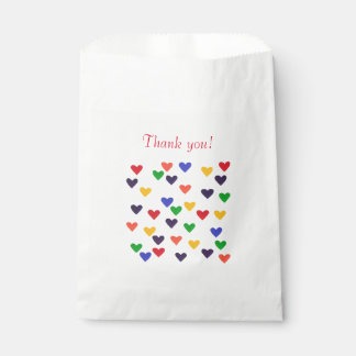 Bolsa De Papel Corazones arcoiris coloridos Gracias por Favorecer