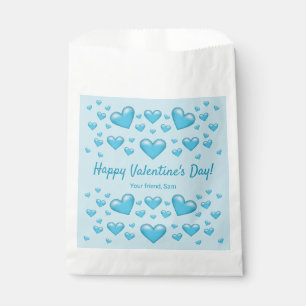 Bolsa De Papel Corazones Azules Feliz Día de San Valentín & Texto