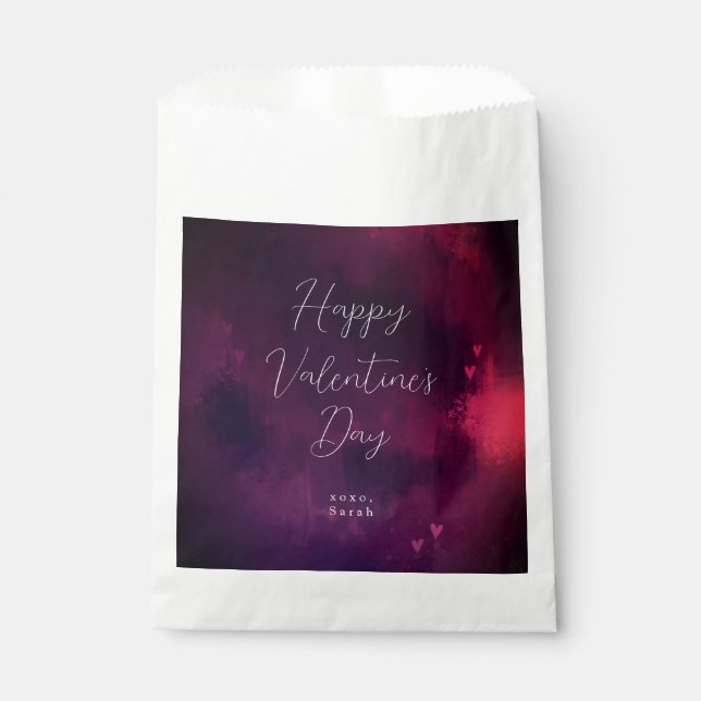 Bolsa De Papel Corazones de Acuarela Bonitos de San Valentín (Anverso)