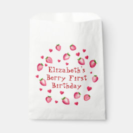 Bolsa De Papel Corazones Fiestas de fresa de Berry First Birthday