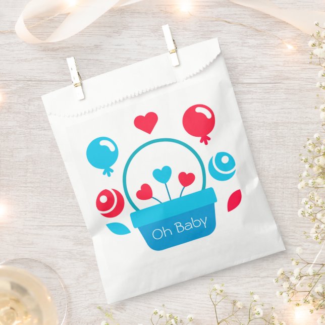 Bolsa De Papel Corazones, globos y cesta del corazón (Cortado)