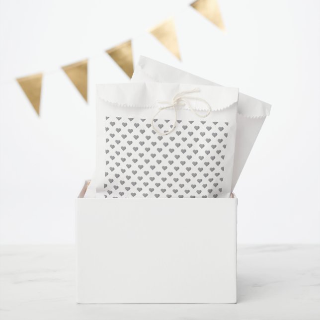 Bolsa De Papel Corazones gris de hormigón simétricos pequeños en  (Fiesta)