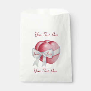 Bolsa De Papel corazones rojos atados con cinta blanca para bodas