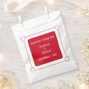 Bolsa De Papel Corazones románticos Boda rojo moderno