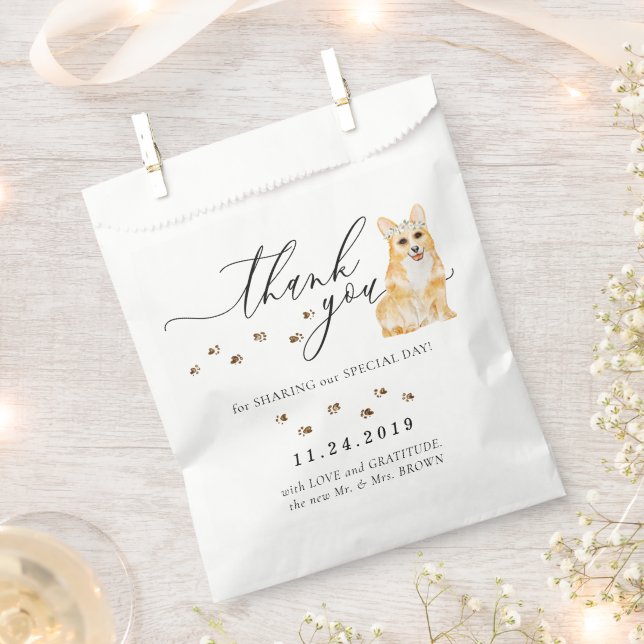 Bolsa De Papel Corgi perro Boda Agradecimiento (Cortado)