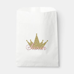 Bolsa De Papel Corona de cumpleaños Princesa Cisne con brillo dor