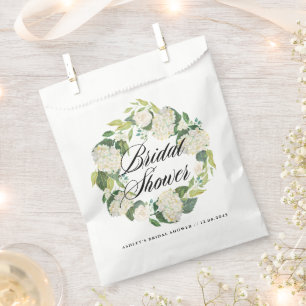 Bolsa De Papel Corona de Hortensias Blancas Acuarela para Despedi