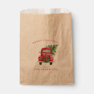 Bolsa De Papel Corona de Navidad de Camión Rojo Acuarela