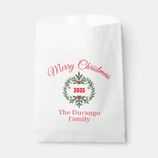Bolsa De Papel Corona floral festiva de Navidad personalizable