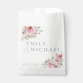 Bolsa De Papel Cottage Romántico Flores Rubor Azul Salvia