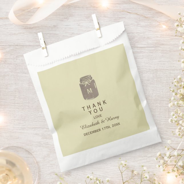 Bolsa De Papel Country Burlap Mason Jar Boda (Cortado)